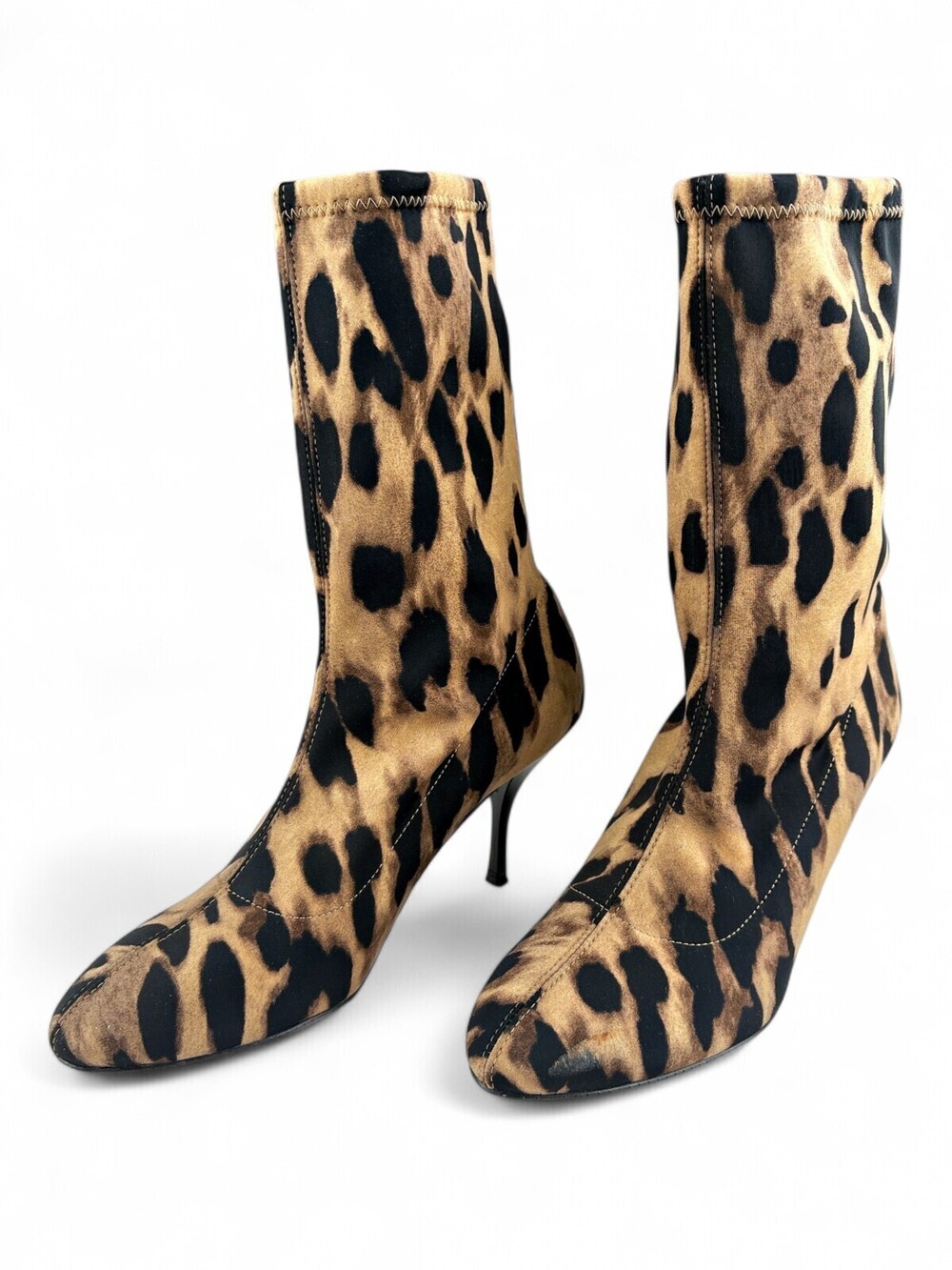Stuart Weitzman Leopard Stretch Ankle Boots Kitten Heel Size 8